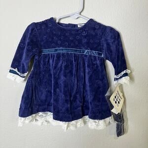 Vintage Minibasix Size 6m Blue Dress Bow Christmas Holiday